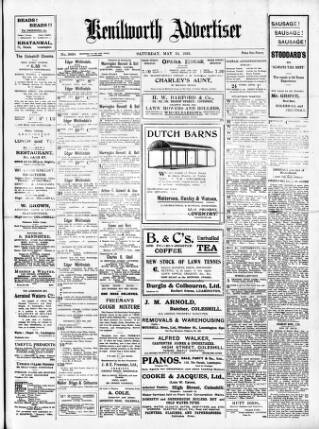 cover page of Kenilworth Advertiser published on May 13, 1922